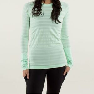 Lululemon Swiftly Tech Longsleeve Mint Green Stripe